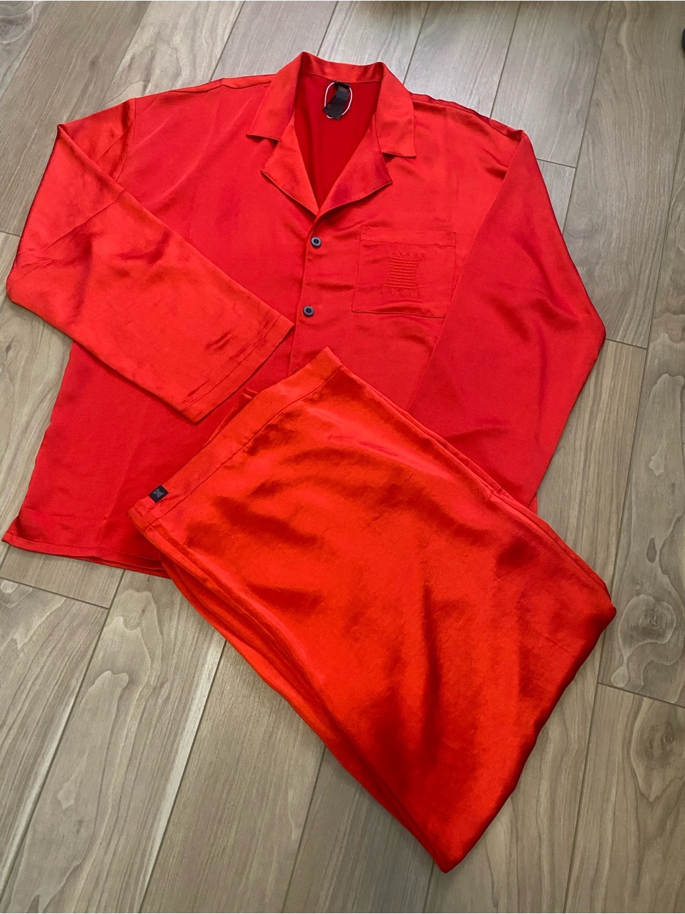 Savage X Fenty Rebel Cherub Satin PJ Pajama Set Goji Berry Red mixed size L/XL